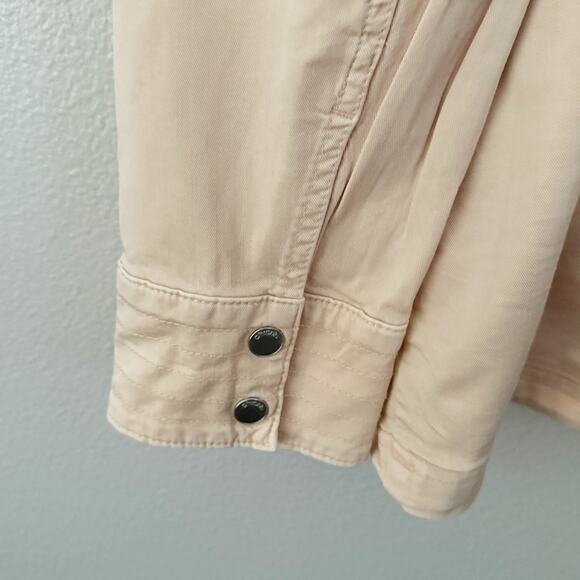 CHICO'S | Blush Pink Moto Style Jacket Asymmetrical Zip Cotton Lyocell | Large - Picture 6 of 8